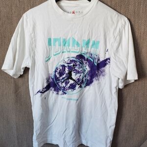 Xsmall Jordan White and Purple Splash Tee
